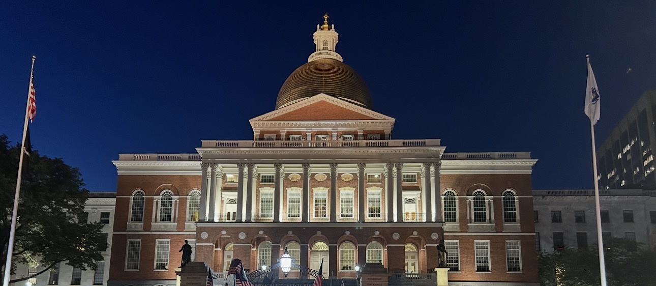 Massachusetts State House at night